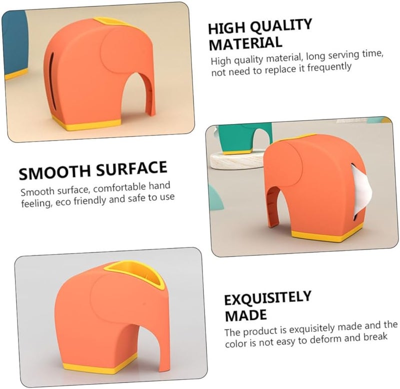 صندوق تخزين علب المناديل المكتبية على شكل فيل لطيف للمنزل والمكتب والمطعم - Image 2